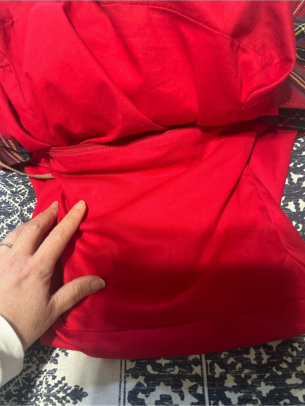 Dooney & Bourke Red TartanTote with Black Leather Handles (Some Interior Marks) - Picture 11 of 16